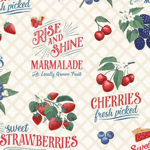 Fresh and Sweet Collection Fruit All Over Cotton Fabric Cream
