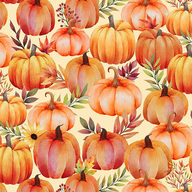 Autumn Light Collection Packed Pumpkins Cotton Fabric 3022-32105 cream