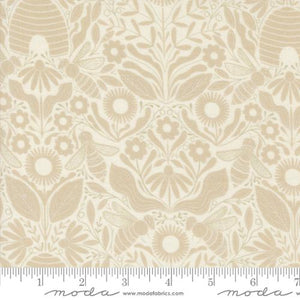 cream, Bee Garden Collection Beehive Melody Cotton Fabric 48414