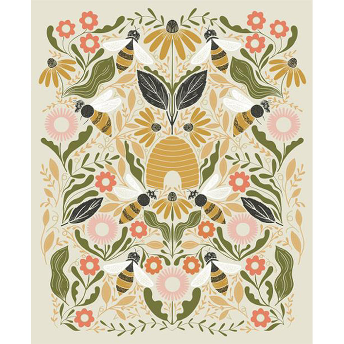 cream, Bee Garden Collection Cotton Craft Panel 48418