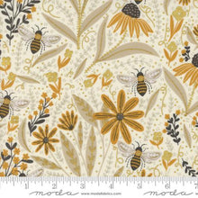 cream, Bee Garden Collection Florals and Bees Cotton Fabric 48410