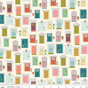 Blossom Lane Collection Front Doors Cotton Fabric C14002 cream