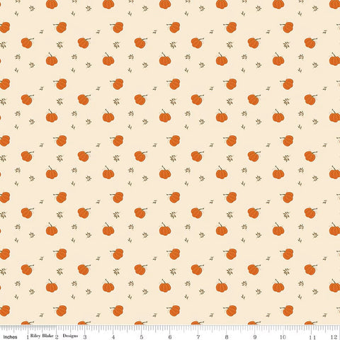 cream, Bountiful Collection Pumpkins Cotton Fabric C17864