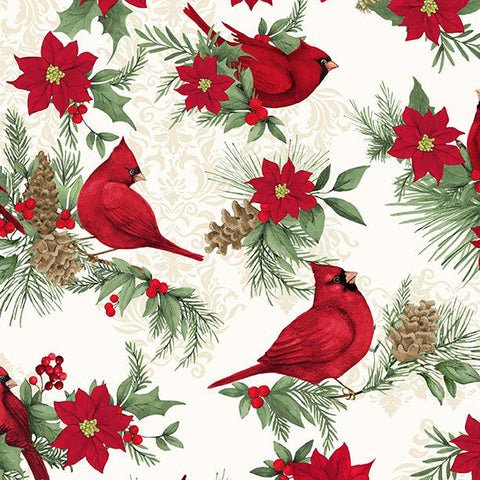 cream, Cardinal Charm Collection All Over Cotton Fabric 39929