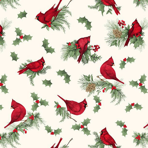 cream, Cardinal Charm Collection Cardinal Toss Cotton Fabric 39930