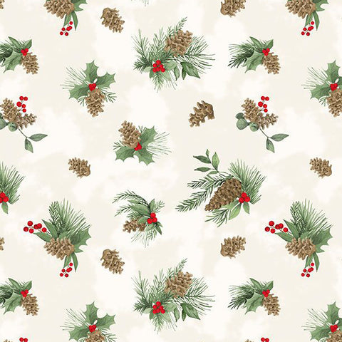 cream, Cardinal Charm Collection Pine Toss Cotton Fabric 39931