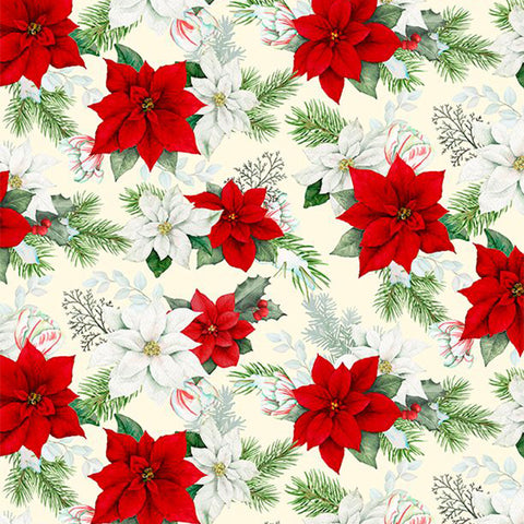 Cardinal Cozy Collection Seasonal Floral Cotton Fabric 33891 cream