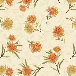 cream, Chickadee Charm Collection Floral Toss Cotton Fabric 27729