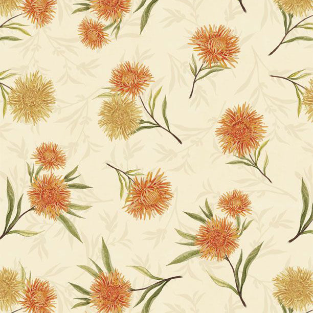 cream, Chickadee Charm Collection Floral Toss Cotton Fabric 27729