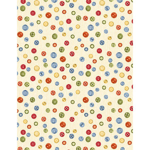 Common Threads Collection Buttons All Over Cotton Fabric 21756 cream