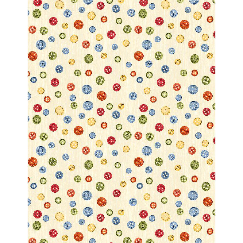 Common Threads Collection Buttons All Over Cotton Fabric 21756 cream