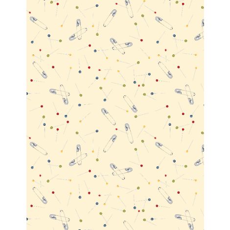 Common Threads Collection Pins and Needles Cotton Fabric 21757 cream