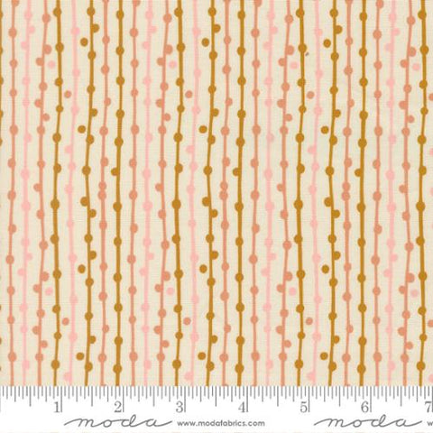 cream, Feather and Forest Bloom Collection String of Pearls Cotton Fabric 14148