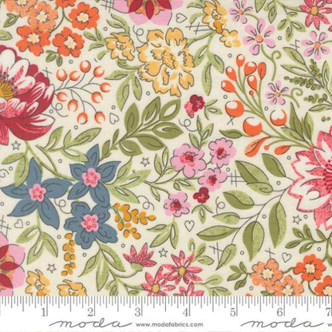 cream, Fieldrush Collection Floral Cotton Fabric 30780