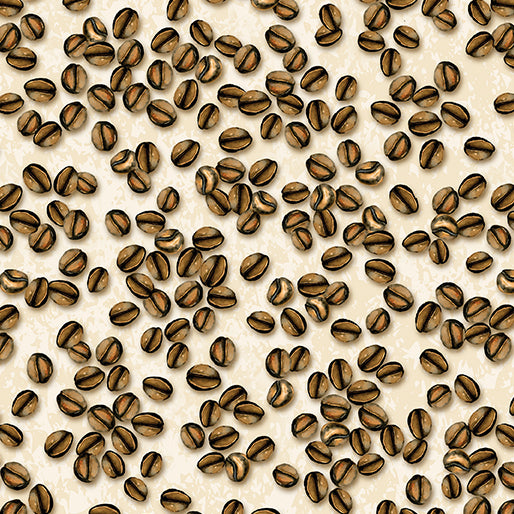 For the Love of Coffee Collection Coffee Beans Cotton Fabric 14160 cream