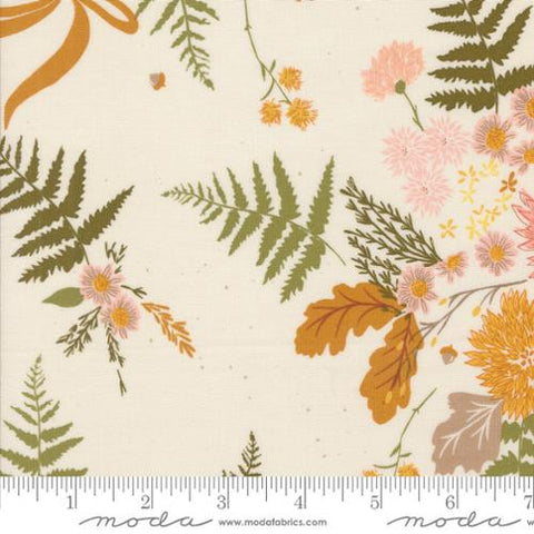 cream, Frivolity Collection Dahlia and Fern Cotton Fabric 43190