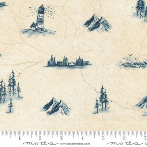 Longshore Collection Landscape and Nature Cotton Fabric 24610 cream