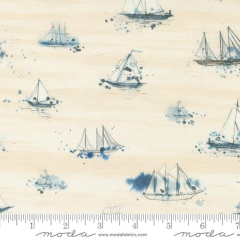 Longshore Collection Novelty Boats Cotton Fabric 24612 cream