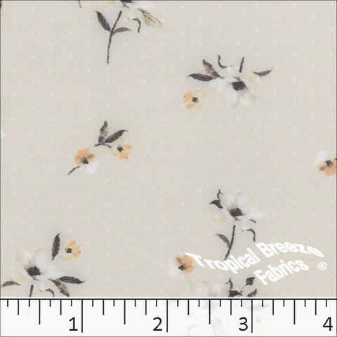 cream, Mini Dot Floral Print Dress Fabric 045514