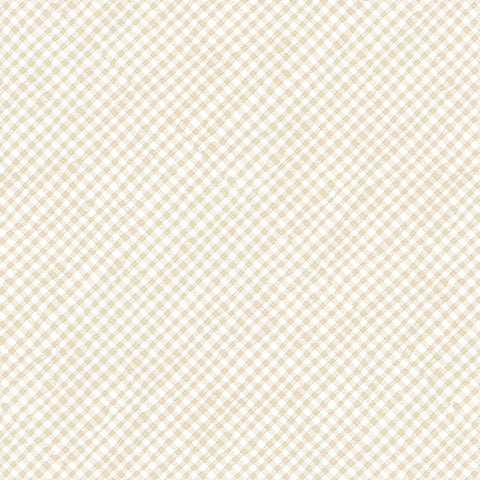 cream, Pansy Fields Collection Small Gingham Cotton Fabric 28668