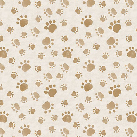 cream, Paws at Play Collection Paw Toss Cotton Fabric 39922