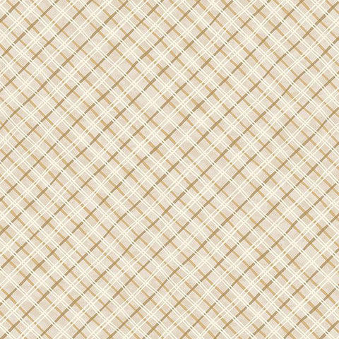 cream, Paws at Play Collection Plaid Cotton Fabric 39923