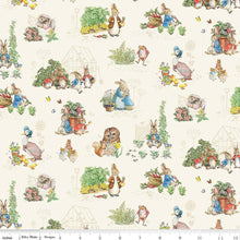 Cream, Peter Rabbit and Friends Characters Cotton Fabric CD15861