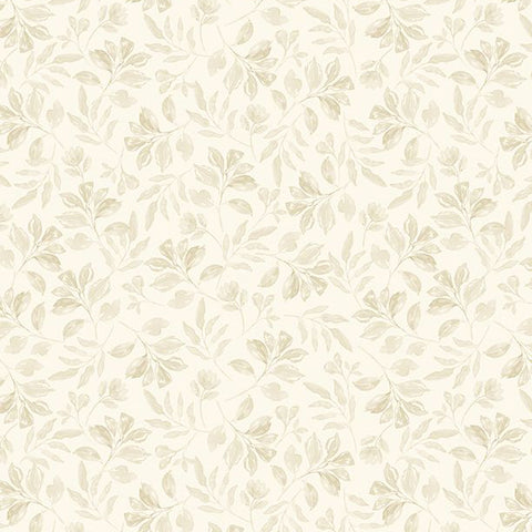 cream, Scarlet Dreams Collection Tonal Leaves Cotton Fabric 30112