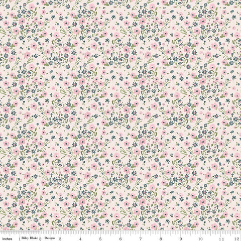 cream, Sketchbook Collection Blossoms Cotton Fabric CD17524