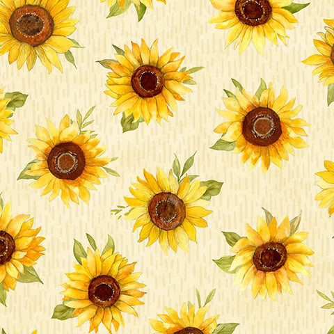 Sunflower Splendor Collection Sunflower Toss Cotton Fabric 83328 cream