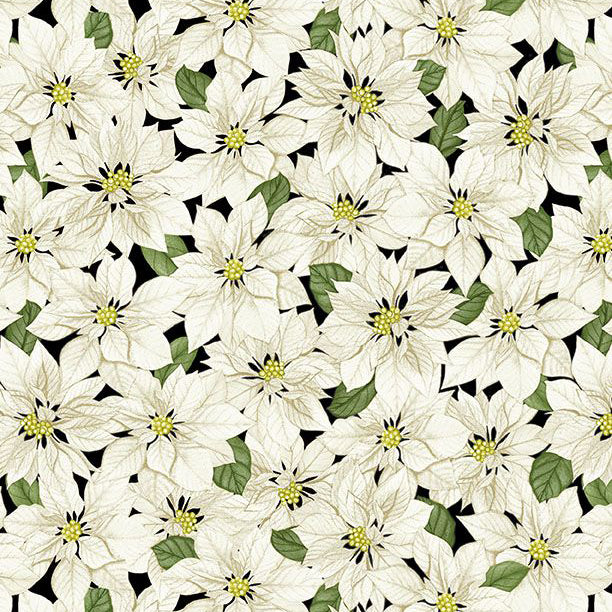 Tartan Holiday Collection Packed Poinsettias Cotton Fabric 27666 cream