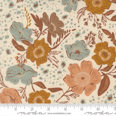 cream, Wellspring Collection Floral Flourish Cotton Fabric 45670