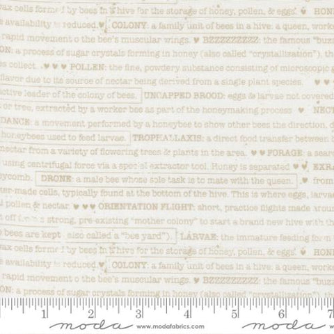 cream, Wild Honey Collection Buzz Words Cotton Fabric 5254