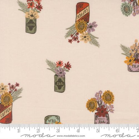 cream, Windfall Collection Novelty Flower Jars Cotton Fabric 45654
