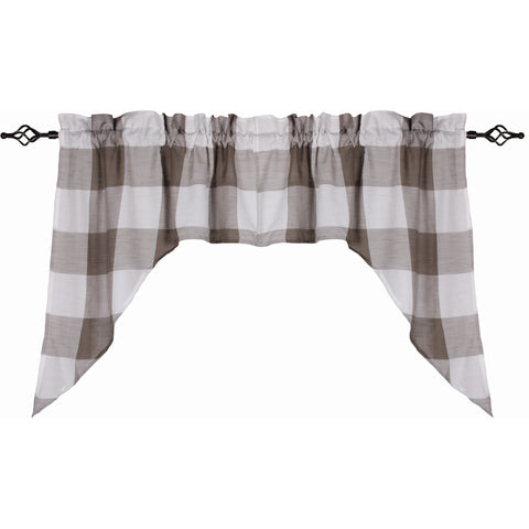 Cream and pewter swag curtains