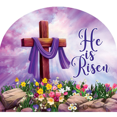 Custom Decor Arbor Mate garden sign showing cross & flowers