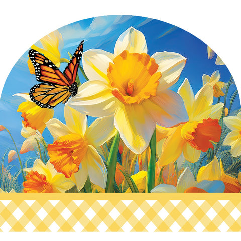 Custom Decor Arbor Mate garden sign showing  daffodils & butterfly