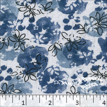 Plumeria Leaf Print Polyester Fabric 048331dark blue