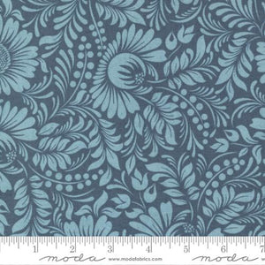 Nutmeg Collection Harvest Moon Floral Cotton Fabric dark blue