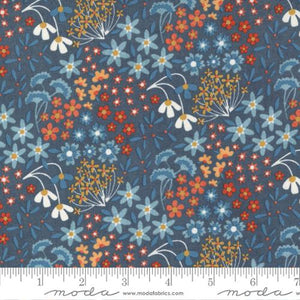 Nutmeg Collection Small Floral Cotton Fabric dark blue