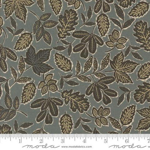 dark blue, Foraged Found and Hand Me Down Collection Scattered Leaves Cotton Fabric 45633