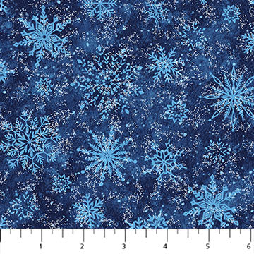 All That Glitters Collection Snowflake Cotton Fabric 27043G dark blue