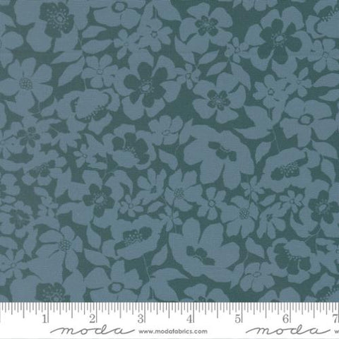 dark blue, Feather and Forest Bloom Collection Floral Fusion Cotton Fabric 14146