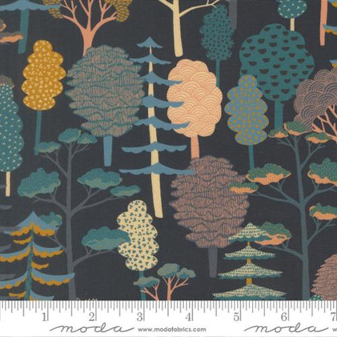 dark blue, Feather and Forest Bloom Collection Forest Trees Cotton Fabric 14142