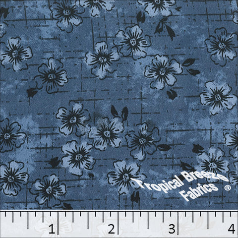 dark blue, Koshibo Floral Print Polyester Fabric 048517
