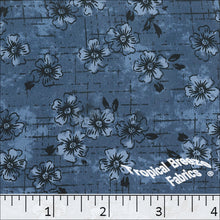 dark blue, Koshibo Floral Print Polyester Fabric 048517