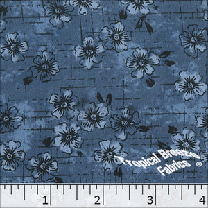 dark blue, Koshibo Floral Print Polyester Fabric 048517