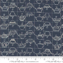 dark blue, Larking Collection Tea Pot Blueprint Cotton Fabric 24631