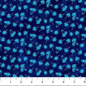 Palm Beach Collection Scattered Palm Trees Cotton Fabric DP26916 dark blue
