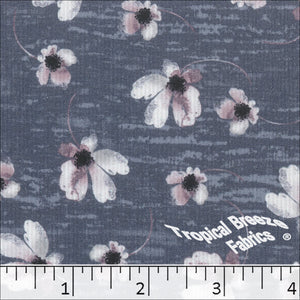 dark blue, Pick Stripe Floral Print Polyester Fabric 042512